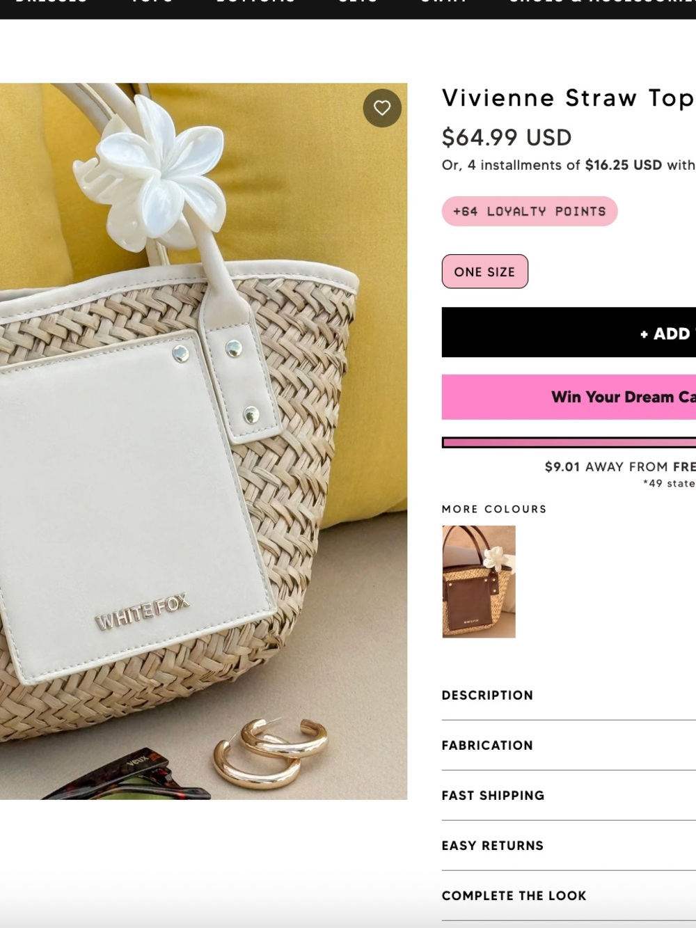 white fox Vivienne Straw Top Handle Bag Cream - Picture 4 of 4